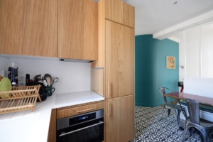 La cuisine après les travaux de rénovation Appartement 125 m² Asnières sur Seine