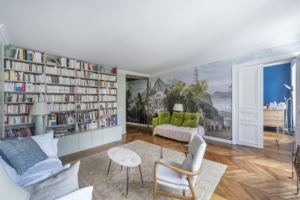 Le salon rénové - appartement de 120m2 Paris 10è